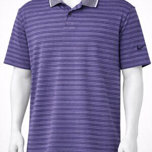Men's Nike Blue Striped Golf Dri Fit Polo Shirt Size Large